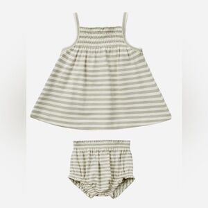 Quincy Mae Sage Green and Cream Striped Baby Set 6-12 Months